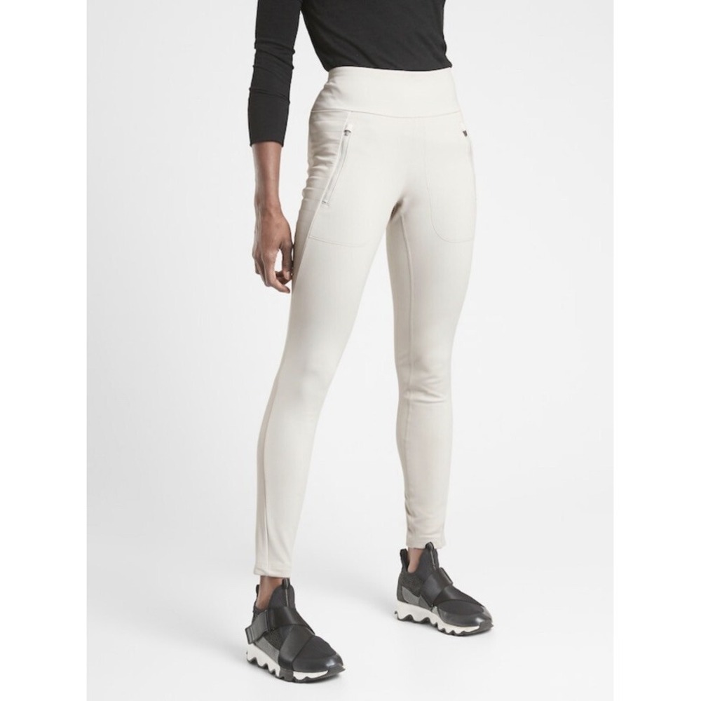 Athleta Peak Hybrid Fleece Tight Birch Gray High Rise Leggings Small